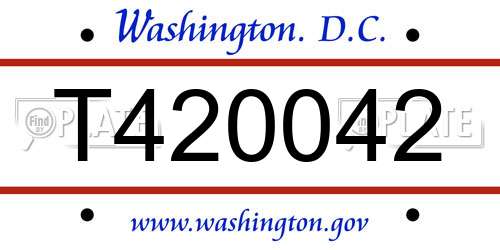 T420042 District Of Columbia License Plate