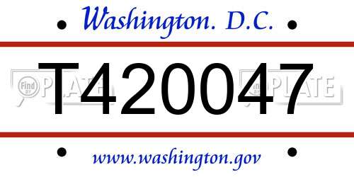 T420047 District Of Columbia License Plate
