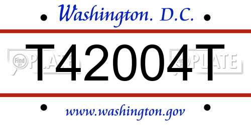 T42004T District Of Columbia License Plate