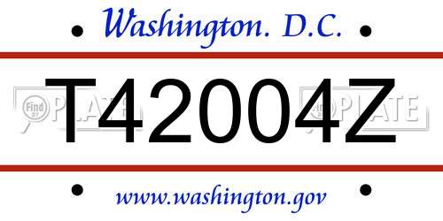 T42004Z District Of Columbia License Plate