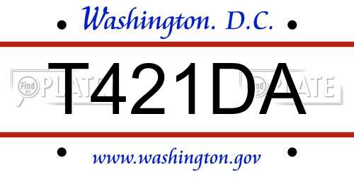 T421DA District Of Columbia License Plate