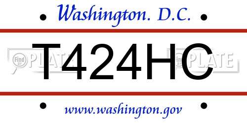 T424HC District Of Columbia License Plate