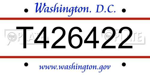 T426422 District Of Columbia License Plate