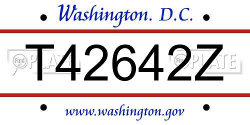 T42642Z District Of Columbia License Plate