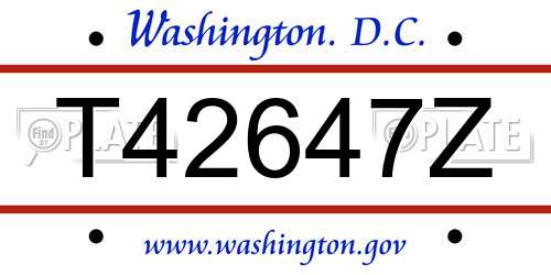 T42647Z District Of Columbia License Plate