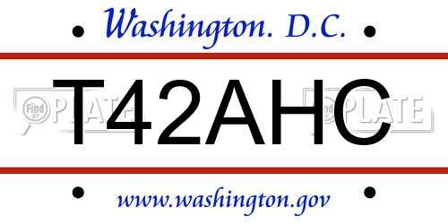T42AHC District Of Columbia License Plate