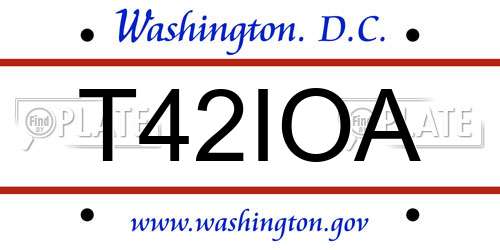 T42IOA District Of Columbia License Plate