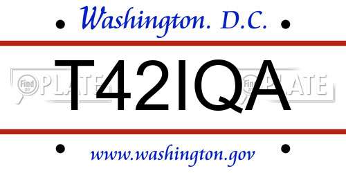 T42IQA District Of Columbia License Plate