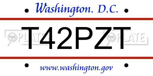 T42PZT District Of Columbia License Plate