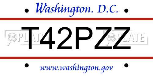 T42PZZ District Of Columbia License Plate
