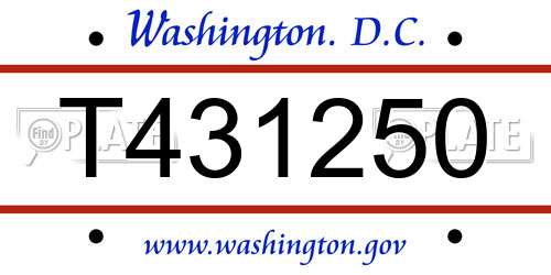T431250 District Of Columbia License Plate
