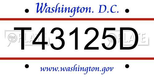 T43125D District Of Columbia License Plate