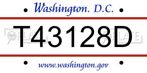 T43128D District Of Columbia License Plate
