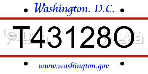 T43128O District Of Columbia License Plate