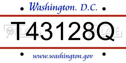 T43128Q District Of Columbia License Plate