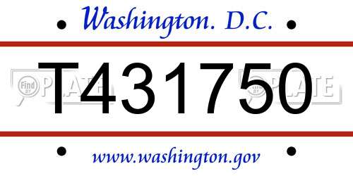 T431750 District Of Columbia License Plate