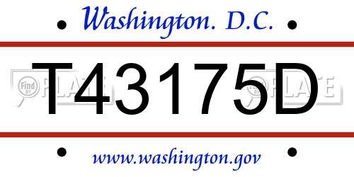 T43175D District Of Columbia License Plate