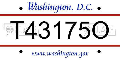 T43175O District Of Columbia License Plate