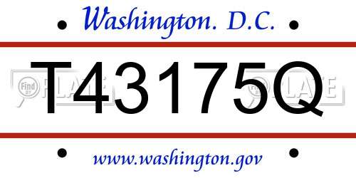 T43175Q District Of Columbia License Plate