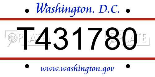 T431780 District Of Columbia License Plate