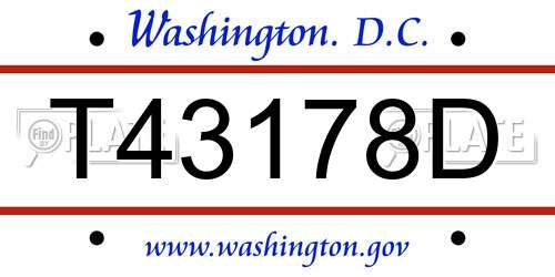 T43178D District Of Columbia License Plate