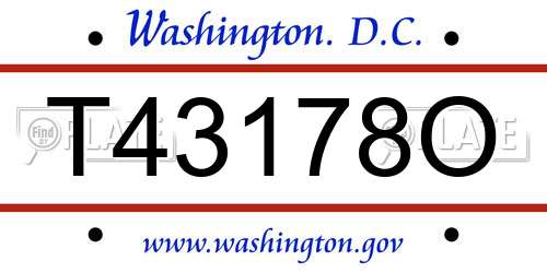 T43178O District Of Columbia License Plate