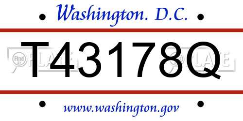T43178Q District Of Columbia License Plate