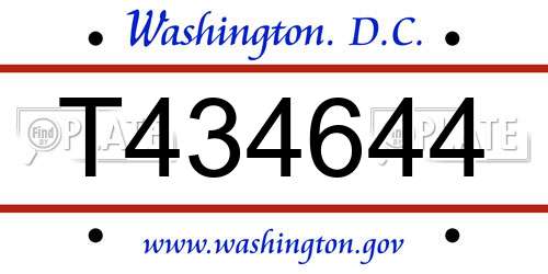 T434644 District Of Columbia License Plate