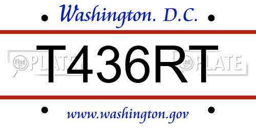 T436RT District Of Columbia License Plate