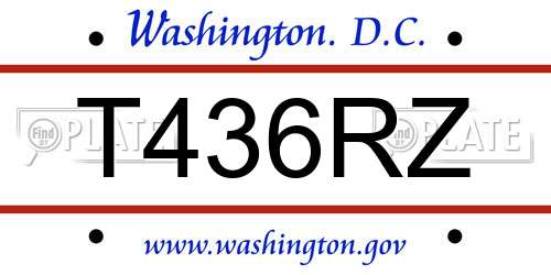 T436RZ District Of Columbia License Plate