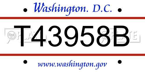 T43958B District Of Columbia License Plate