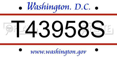 T43958S District Of Columbia License Plate