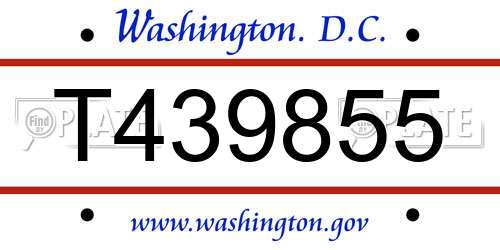 T439855 District Of Columbia License Plate