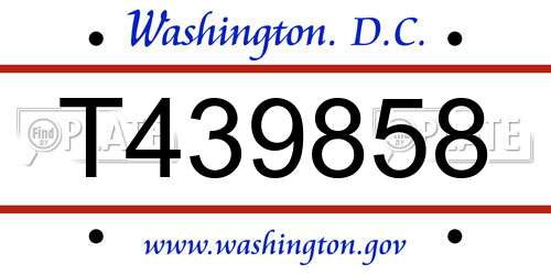 T439858 District Of Columbia License Plate