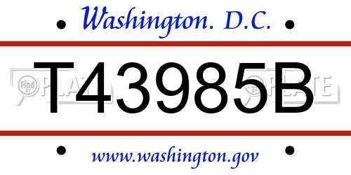 T43985B District Of Columbia License Plate