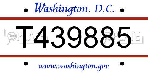 T439885 District Of Columbia License Plate