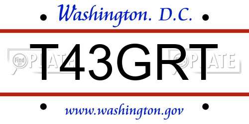 T43GRT District Of Columbia License Plate