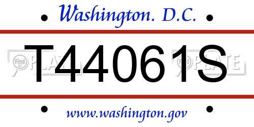 T44061S District Of Columbia License Plate