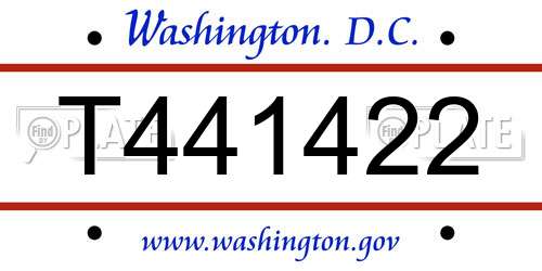 T441422 District Of Columbia License Plate