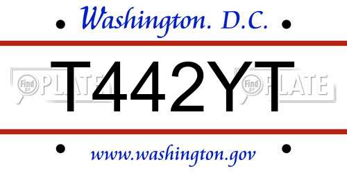 T442YT District Of Columbia License Plate