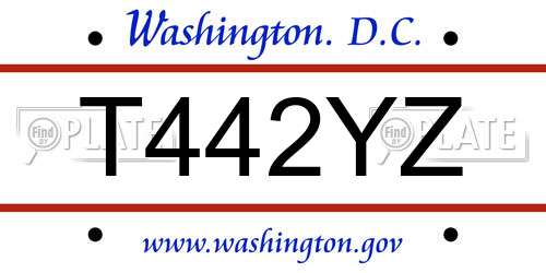 T442YZ District Of Columbia License Plate