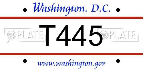 T445 District Of Columbia License Plate