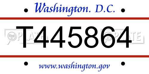T445864 District Of Columbia License Plate