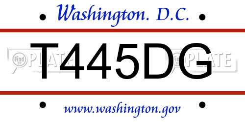 T445DG District Of Columbia License Plate