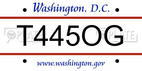 T445OG District Of Columbia License Plate