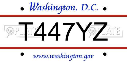 T447YZ District Of Columbia License Plate
