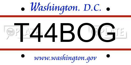 T44BOG District Of Columbia License Plate