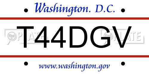 T44DGV District Of Columbia License Plate