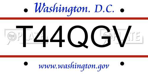 T44QGV District Of Columbia License Plate