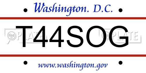 T44SOG District Of Columbia License Plate